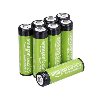 Amazon Basics - Pacote de 8 pilhas recarregáveis AA NiMH, 2000 mAh, recarregáveis até 1000 vezes, pré-carregadas