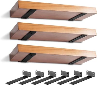 Lot de 6 supports d'étagère robustes rustiques flottants pour étagères murales, supports d'étagère industriels, noirs (25,4 cm - Lot de 6)