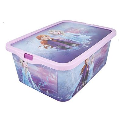 KP Pharma Disney Frozen Kids Storage Boxes 13L – BPA-Free Plastic, Lightweight & Stackable with Click Lock Lid – Toy Storage Box for Girls, Boys – Keeps Kids Rooms Tidy, 39 x 29 x 15 cm (Medium)