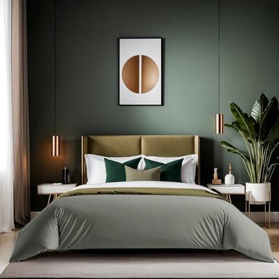 Premium Ranforce Double Quilt Cover (200 x 200 cm), donkergrijs, 100% katoen, 155 draden count, knoopsluiting, machinewasbaar op 30 °C, zacht en duurzaam