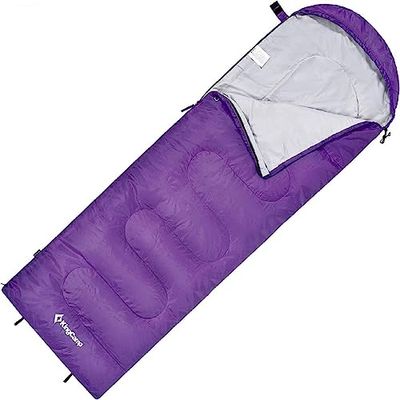 KingCamp Slaapzak Eenpersoons (220 x 75cm) 3-4 Seizoenen Volwassen Kind Envelopstijl Gemakkelijk te dragen Lichtgewicht & Waterdicht & Warm voor Kamperen & Buitenshuis in Blauw Groen Roze Paars