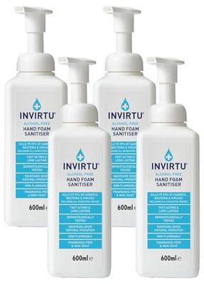 Byotrol INVIRTU Alcohol-free Hand Foam Sanitiser | Fragrance-Free, Alcohol-Free & Non-Taint | 600ml Pump Bottle (Pack of 4)