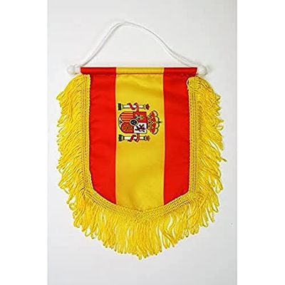 AZ FLAG - Fanion Espagne Pour Décoration Voiture Avec Cordelettes - Mini Drapeau Espagnol - 13x10 cm