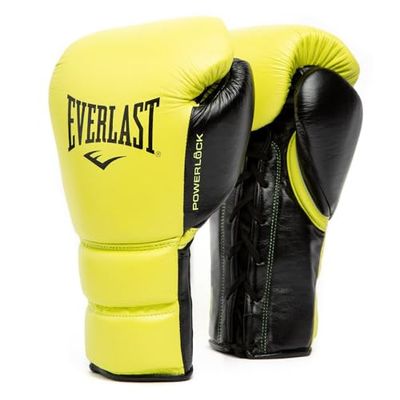Guanti da Boxe Everlast Powerlock 2 Pro Laced 14oz Giallo Neon per sacco, colpitori e sparring, supporto al polso, imbottitura a 5 strati e sistema con lacci - Originale Everlast