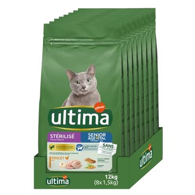 Ultima Sterilise kattenvoer - 10 jaar met kip - pak 8 x 1,5 kg