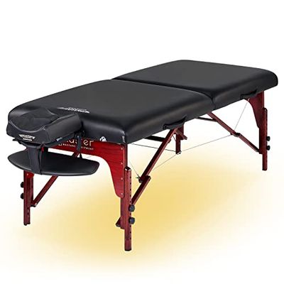 Master Massage Montclair Reiki Reiki Mobiele massagestoel, therapiebed, inklapbaar met sfeerverlichting, hout, 71 cm, zwart