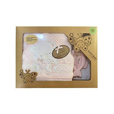 Duffi Baby 0931-06 - Maxicapa de baño bordada 100x100 cm. + termómetro, rosa, niñas