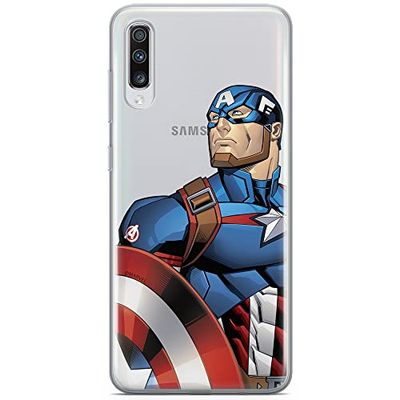 ERT GROUP mobiltelefonfodral för Samsung A70 originalt och officiellt licensierat Marvel mönster Captain America 011 optimalt anpassad till formen på mobiltelefonen, gedeeltelijk transparant