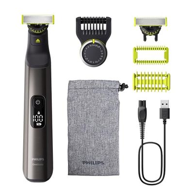 Philips OneBlade Pro 360 Autentico Regolabarba elettrico per viso e corpo, rasoio e regolabarba, 2x 360 lame, 1x pettine da 20, 1x kit per il corpo, 1x custodia morbida, QP6552/30