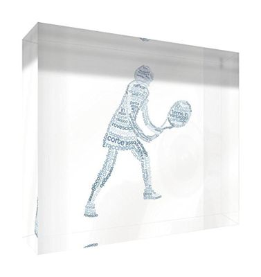 Feel Good Art TENNISGIRLA5BLK-07IT Tennista Token décoratif en Acrylique, Ponçage au Diamant avec Motif Moderne typographique, Bleu, Grand (14,8 x 21 cm)