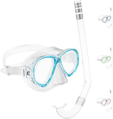 Cressi Perla Jr Snorkeling & Apnea Combo Set Maschera + Snorkel Minigringo, Trasparente/Acquamarina, Taglia Unica, Junior Unisex