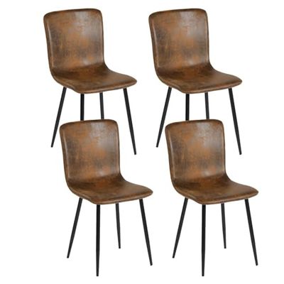 39F FURNITURE DREAM - Juego de 4 sillas de Comedor ergonómicas de Estilo escandinavo, Comedor, Dormitorio, Oficina y Sala de Estar, marrón, 44 x 54 x 87 cm
