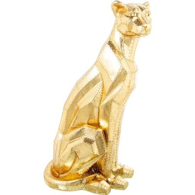 DRW Figura de un Leopardo Sentado de Resina en Dorado 36x81x47 cm