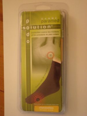 PodoSolution Chaussettes avec Fonction de Protection à l'avant et Gel L Noir