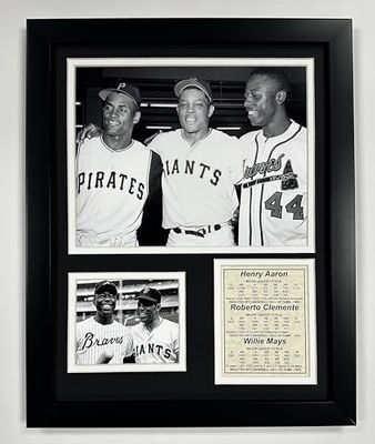 Legends Never Die Hank Aaron, Roberto Clemente And Willie Mays Framed Photo Collage, 11 da 35,6 cm