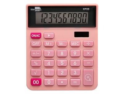 Calcolatrice leadercarta tavolo xf23 10 cifre solari e batterie colore rosa 127x105x24 mm
