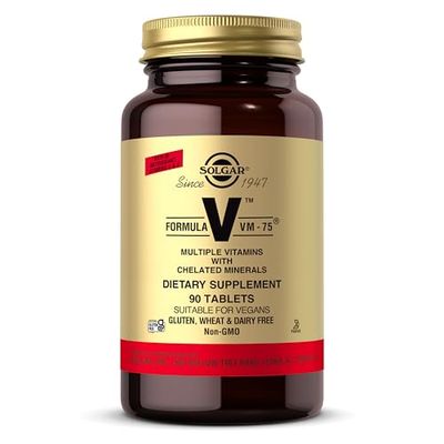 Solgar Formula VM-75 - Vitamins B, C & E - Calcium - Folic Acid - Rich in Antioxidants - Vegan - 90 Tablets