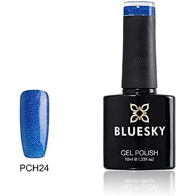 Bluesky Smalto Per Unghie Gel, Blue Sparkle, Pch24, Blu, Luccichio, Bagliore (Per Lampade Uv E Led) - 10 Ml