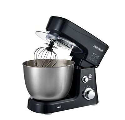 MESKO MS 4217 - Robot da cucina con ciotola da 3,5 l, in acciaio INOX, 6 velocità, gancio impasto, frusta, frusta, 1200 W, paraspruzzi, impastatrice