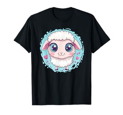 Adorabile pecora Kawaii con cuori Maglietta