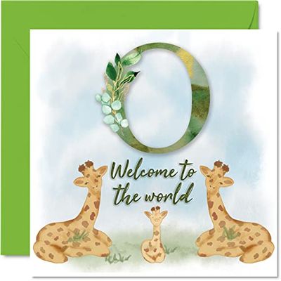 Nieuwe Baby Card Unisex - Welkom in de wereld O - Gefeliciteerd Babykaarten Pasgeboren, Goed gedaan Gefeliciteerd Nieuwe Baby Kaarten, Welkom in de Wereld Home Gifts, 145mm x 145mm Baby Wenskaarten