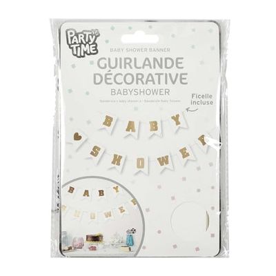 PARTY TIME, EA10184, Banderole Baby Shower, Décoration Festive célébrer l'arrivée de bébé(s), Papel, Format Pratique 1x11.5x16 cm, Accessoires pour Petits et Grands événements, 13x18,5x2 cm