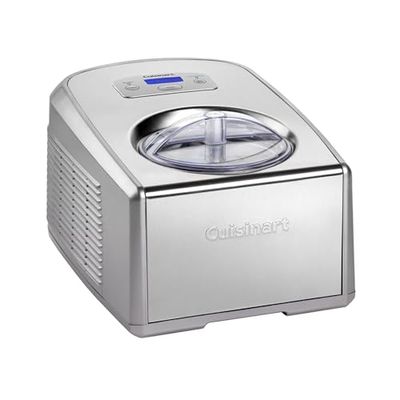 Cuisinart Heladera Profesional ICE100E Heladera con compresor 1.5L, Maquina para hacer helado, gelato, sorbetes y yogur helado casero, 150W, Helado al instante, Acero inoxidable, Color Plateado