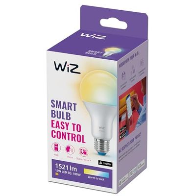 WiZ Tunable White - Smart LED belysning (WiFi och Bluetooth), 100W, A67, E27, 2700-6500 Kelvin, Dimbar i kallvitt till varmvitt