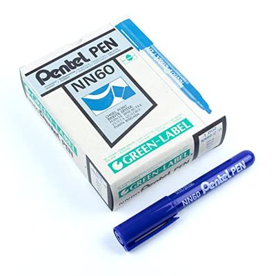 Pentel NN60 Green Label marcatore Permanente Punta scalpello Blu 12 pz