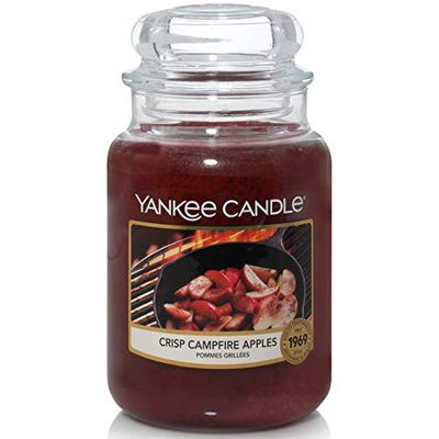 Yankee Candle "Crisp Campfire Apples" Doftljus i Stor Burk, 150 Timmars Bränntid, Röd