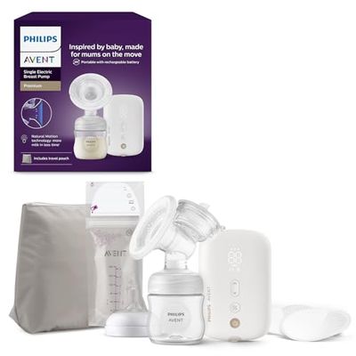 Philips Avent enkel elektrisk bröstpump, sjukhusstyrka, tyst och laddningsbar motor för diskret pumpning var du än är, resefodral, modell SCF396/31