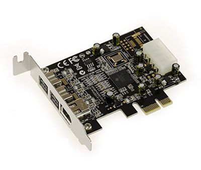 KALEA-INFORMATIQUE Tarjeta controladora PCI Express Low Profile Firewire 800 y 400 IEEE1394A e IEEE1394B (PCIe x1) - 2+1 Salidas con chipset TI XIO2213BZAY