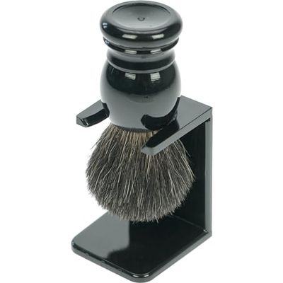 Soporte para brochas de afeitar, plástico negro, con cepillo de afeitar, tejado puro.