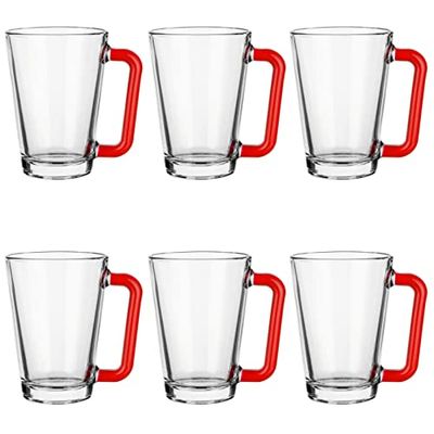 Glasmark Set 6 tazze Laura 250 ml orecchio rosso