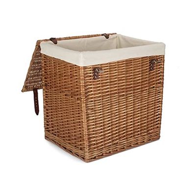 Red Hamper H190W/2 Wicker Large Boutique Double Steamed Wash Storage Laundry Basket With Lining