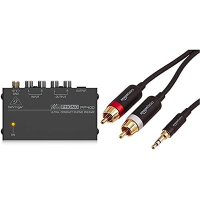 Behringer Pp400 Pre Microphono Pp400 + Amazon Basics Cable Adaptador (3,5 Mm A 2 Machos RCA, 1,22 M)