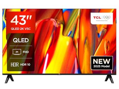 TCL 43V5C TV LED Direct QLED Full HD Smart da 43" con Android TV e HDR - Compatibile con Google Cast e Google Home, design sottile
