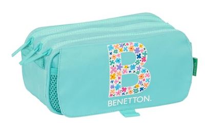 Safta Benetton Letter M710 Pennenetui voor kinderen, ideaal voor schoolleeftijd, comfortabel en veelzijdig, kwaliteit en duurzaamheid, 21,5 x 8 x 10 cm, mintgroen, pastelgroen, uniseks, kinderen,
