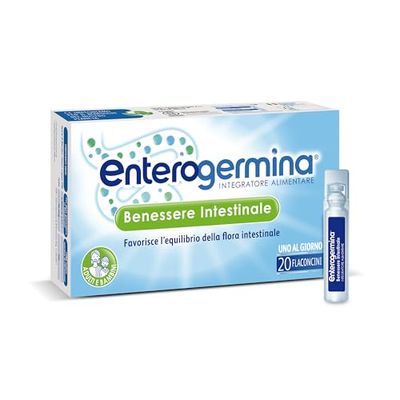 Enterogermina Benessere Intestinale, Fermenti Lattici Probiotici, Integratori Adulti e Bambini 3+ Favorisce l’Equilibrio della Flora Batterica Intestinale, Senza Glutine (20 Flaconcini/5 ml)