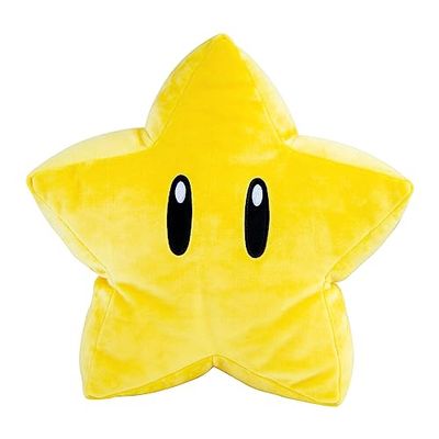 Club Mocchi Mocchi Tomy - Peluche Nintendo Super Mario Super étoile Mega 38 cm- Jouets Doux Super Mario à Collectionner - Jouets héros sous Licence Officielle - Jouets Enfants 3+ Ans