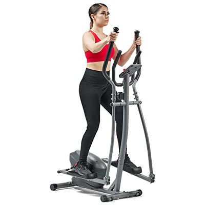 Sunny Health & Fitness Performance kompakt elliptisk maskin med 8-nivåers justerbart motstånd, pulssensor och exklusiv SunnyFit®-app förbättrad Bluetooth-anslutning – SF-E320033