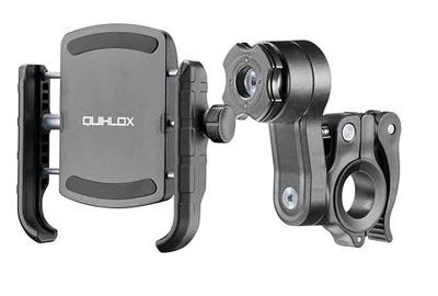 QUIKLOX - Soporte Universal para Smartphone (de 3.5" a 7.5") con Soporte Redondo para Manillar, Sistema Modular QUIKLOX, Soporte para Móvil de Moto, Gancho de Liberación Rápida
