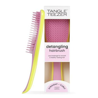 Tangle Teezer Ultimate Detangler-Districa i capelli bagnati e asciutti-Anti-rottura e scioglinodi con setole a doppio livello-Spazzola per tutti i tipi di capelli, Multicolore(Hyper Yellow & Rosebud)