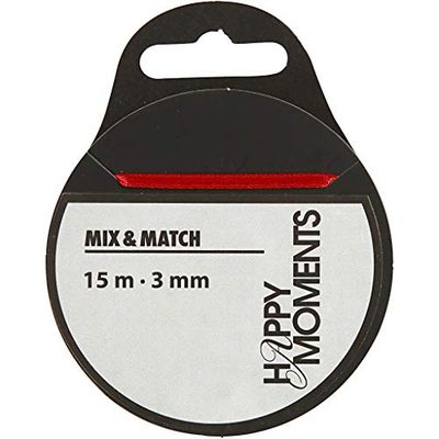 Satinband, b: 3 mm, röd, 15 m