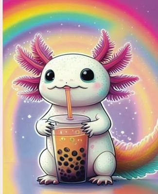 Axolotl Composition Notebook: Wide Ruled | Cute Axolotl Drinking Boba Tea Notebook for School | Perfect for Girls | Wide Ruled Lined Paper | 7.5 x 9.25 | 110 Pages