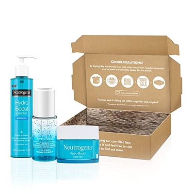 Neutrogena Hydro Boost 3-Step Regime, Cleanse + Moisturiser Hylauronic Serum, Brown