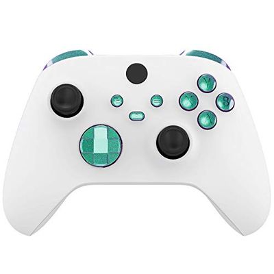 eXtremeRate Botones Completos para Xbox Series S X Mando - Repuesto Botón de LB RB LT RT Bumpers Gatillos D-Pad ABXY Start Back Sync Compartir Teclas para Xbox Series X/S Control (Violeta a Verde)
