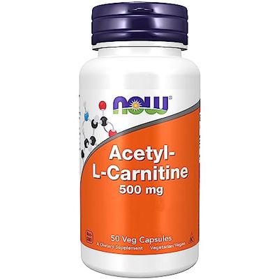 Now Foods, Acetyl-L-Carnitine, 500mg, 50 Vegan Capsules, Lab-Tested, Amino Acid, Gluten Free, SOYA Free, Vegetarian