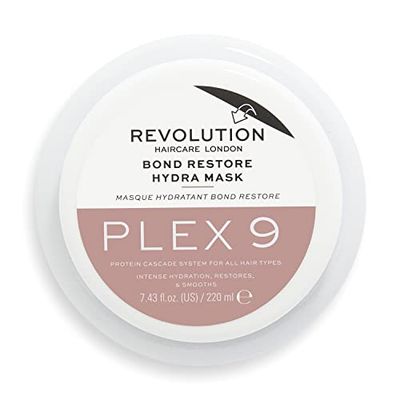 Revolution Haircare London Revolution Haircare Masque capillaire pour cheveux abîmés et secs, Plex 9 Bond Restore Hydra Mask, intensément hydratante et nourrissante, les cheveux sont brillants