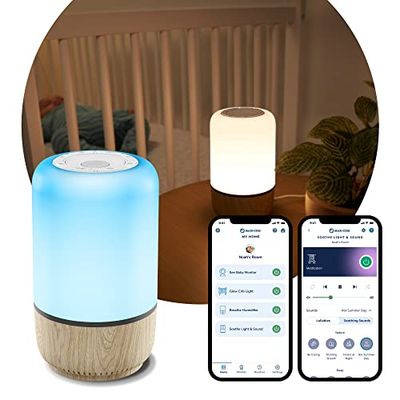 Maxi-Cosi Lampka nocna z głośnikiem Soothe, inteligentna lampka nocna, urządzenie emitujące szum biały uspokajający dziecko, część systemu Maxi-Cosi Connected Home - Pasuje do Alexa z Google